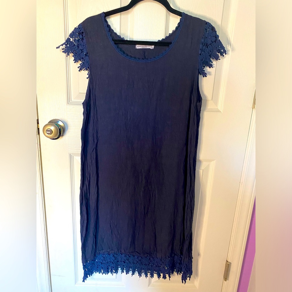 Martina Innocenti women’s lace linen blue dress maxi